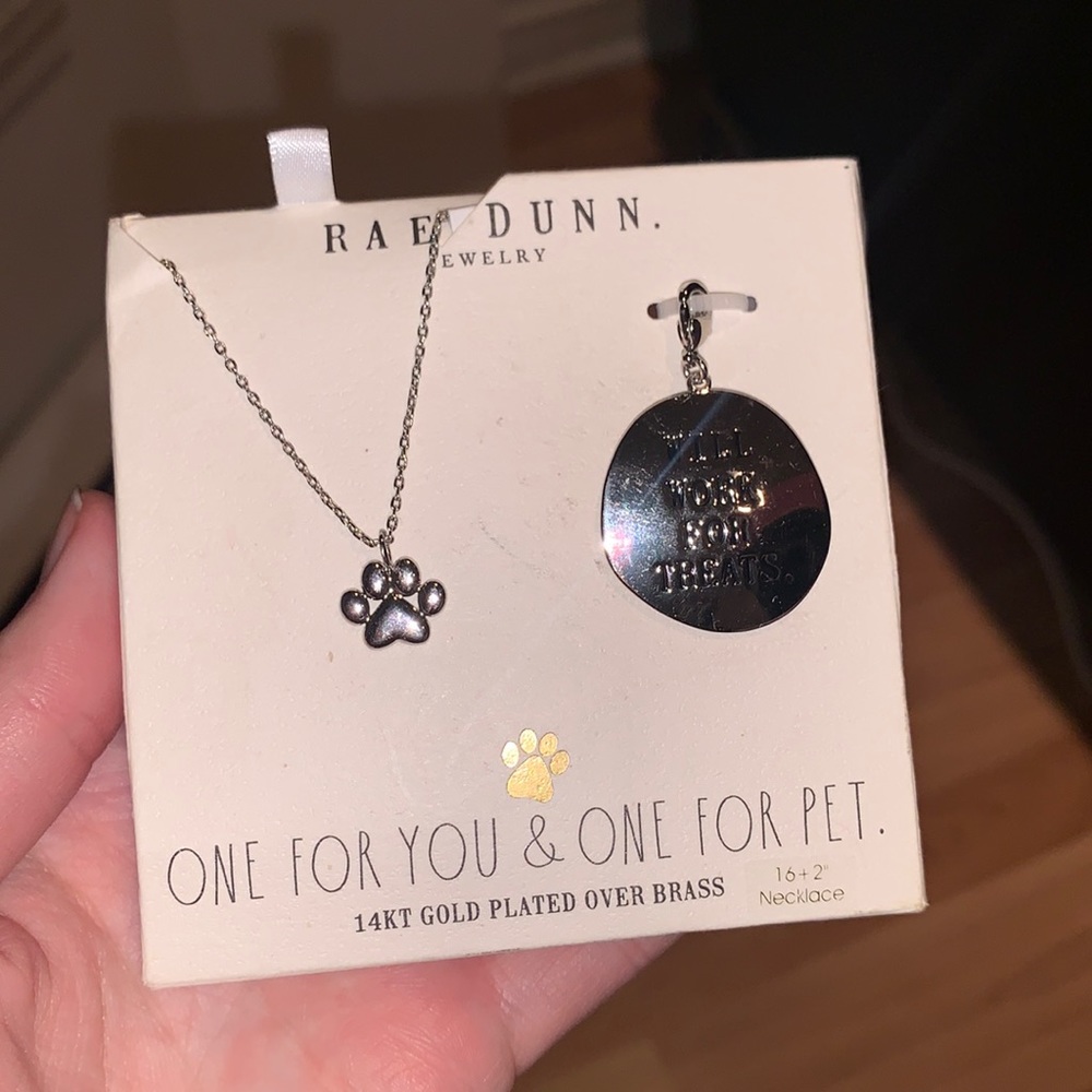 Rae Dunn | Paw Print Necklace and Dog Tag Set NEW